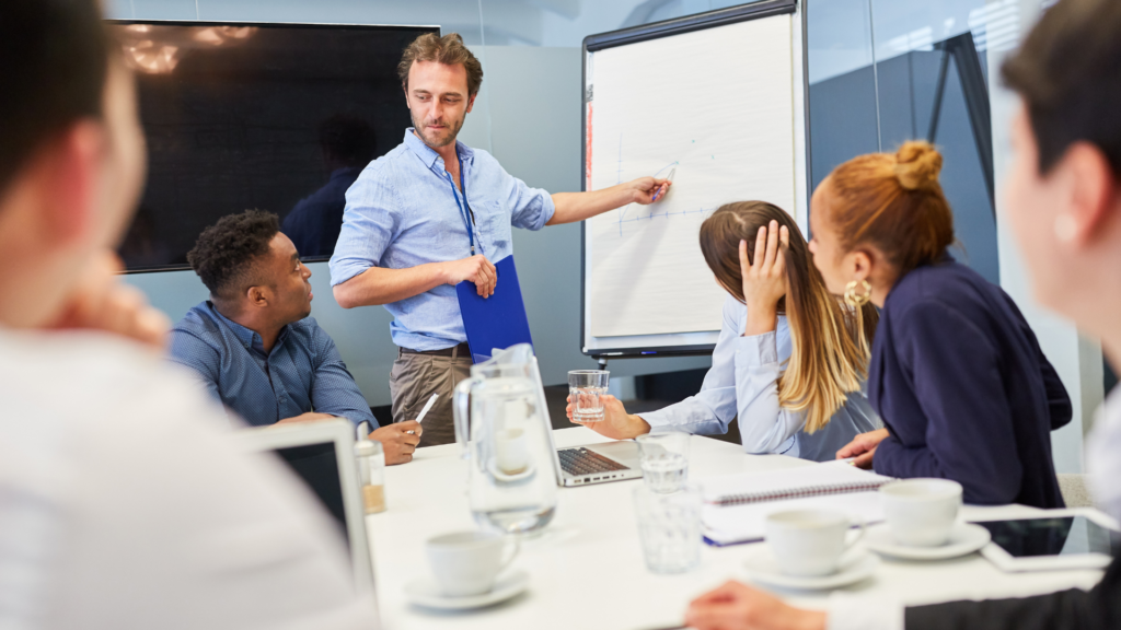 Focused business consultant working on strategy in modern office