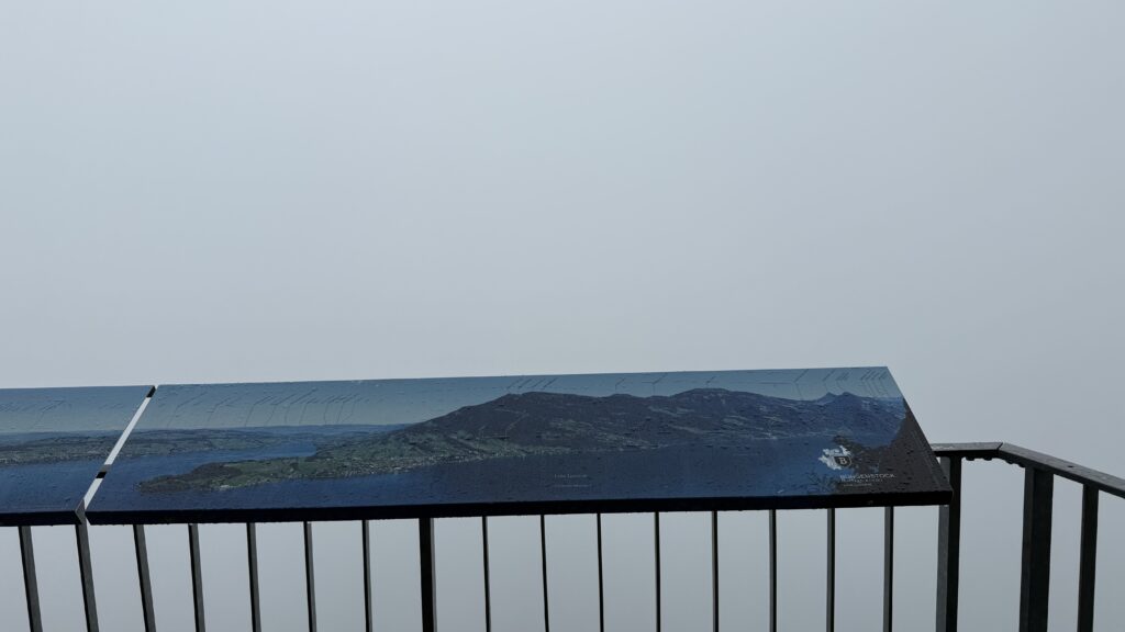 Super foggy view from the Burgenstock Resort in Lucerne Switzerland; we couldn't see anything we were supposed to see.