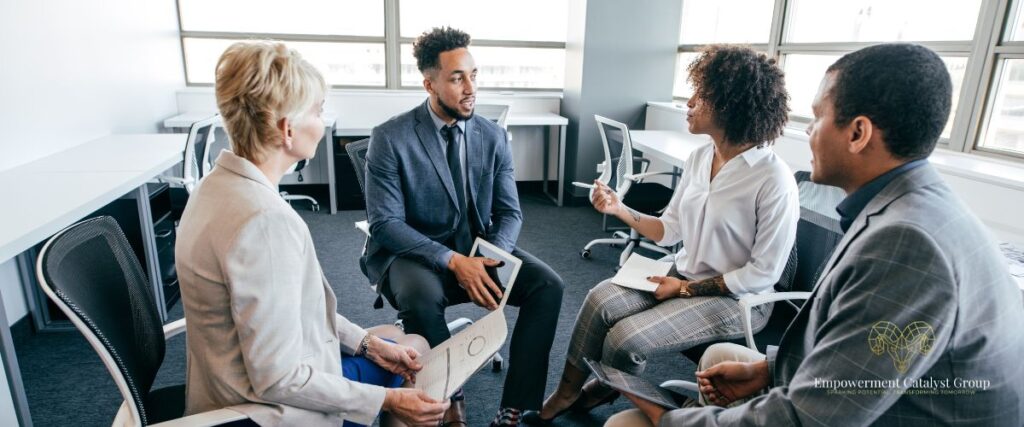 Leader stepping back team working ECG